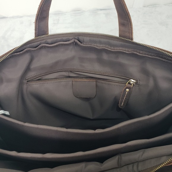 Leather Messenger Bag Briefcase Laptop Satchel Brown Men's Commuter Business - Picture 12 of 13